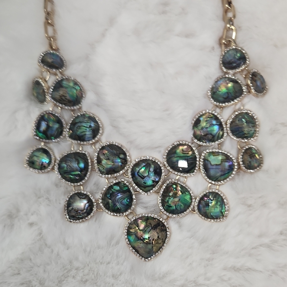 Anne Klein Iridescent Green and Gold Necklace Set - Picture 4 of 4